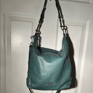 Coach Blue Crossbody Bag with Smooth Leather and Adjustable Strap